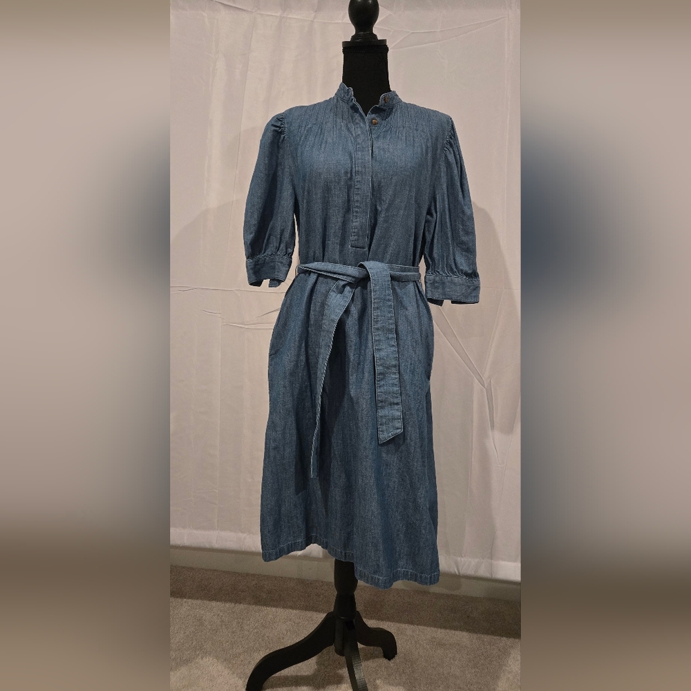 Brooks Brothers Denim Belted Midi Shirt Dress